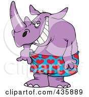 Royalty Free RF Clipart Illustration Of A Purple Rhino In Loose Heart Boxers by toonaday