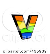 3d Rainbow Symbol Lowercase Letter V