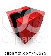 Clipart Illustration Of A 3d Red And Black Puzzle Cube