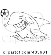 Poster, Art Print Of Line Art Design Of An Orca Playing With A Soccer Ball