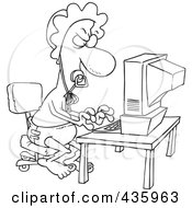 Poster, Art Print Of Line Art Design Of A Baby Man Typing A Complaint Email