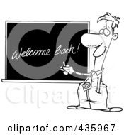 Poster, Art Print Of Line Art Design Of A Male School Teacher Writing Welcome Back On A Chalk Board