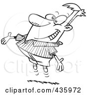 Royalty Free RF Clipart Illustration Of A Line Art Design Of An Excited Man Jumping And Welcoming