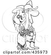 Royalty Free RF Clipart Illustration Of A Line Art Design Of A Western Wedding Couple by toonaday