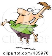 Royalty Free RF Clipart Illustration Of An Excited Man Jumping And Welcoming