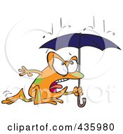Frog Dashing Through The Rain With An Umbrella