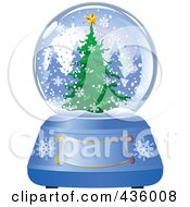 Evergreen Christmas Tree In A Winter Snow Globe