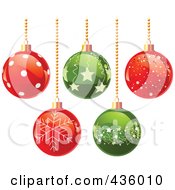 Royalty Free RF Clipart Illustration Of A Background Of Red And Green Shiny Patterned Christmas Baubles