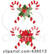 Poster, Art Print Of Digital Collage Of Christmas Candy Canes With Holly And Poinsettia