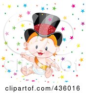 Poster, Art Print Of Happy New Year Baby Surrounded By Colorful Star Confetti