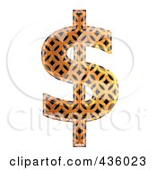 Royalty Free RF Clipart Illustration Of A 3d Patterned Orange Symbol Dollar by chrisroll
