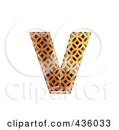 3d Patterned Orange Symbol Lowercase Letter V