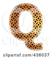 Poster, Art Print Of 3d Patterned Orange Symbol Capital Letter Q