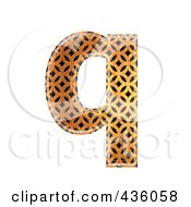 3d Patterned Orange Symbol Lowercase Letter Q