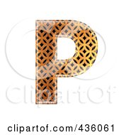 Poster, Art Print Of 3d Patterned Orange Symbol Capital Letter P