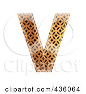 3d Patterned Orange Symbol Capital Letter V