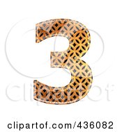 Royalty Free RF Clipart Illustration Of A 3d Patterned Orange Symbol Number 3 by chrisroll