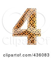 3d Patterned Orange Symbol Number 4