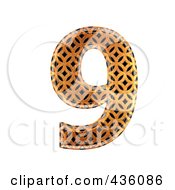 Royalty Free RF Clipart Illustration Of A 3d Patterned Orange Symbol Number 9 by chrisroll