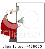 Royalty Free RF Clipart Illustration Of Santa Holding Up A Big Sign And Pointing