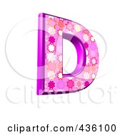 Royalty Free RF Clipart Illustration Of A 3d Pink Burst Symbol Capital Letter D by chrisroll