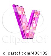 3d Pink Burst Symbol Capital Letter V