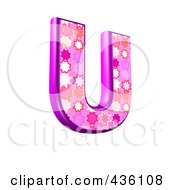 3d Pink Burst Symbol Capital Letter U