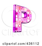 Royalty Free RF Clipart Illustration Of A 3d Pink Burst Symbol Capital Letter P by chrisroll