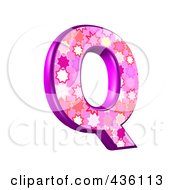 3d Pink Burst Symbol Capital Letter Q