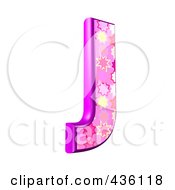 3d Pink Burst Symbol Capital Letter J