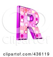 Royalty Free RF Clipart Illustration Of A 3d Pink Burst Symbol Capital Letter R by chrisroll