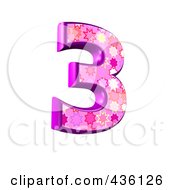 Royalty Free RF Clipart Illustration Of A 3d Pink Burst Symbol Number 3 by chrisroll