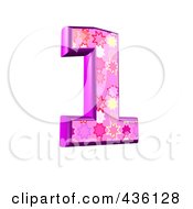 Royalty Free RF Clipart Illustration Of A 3d Pink Burst Symbol Number 1