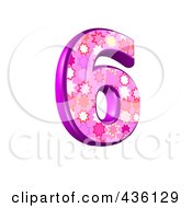 3d Pink Burst Symbol Number 6