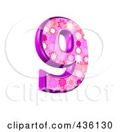 Royalty Free RF Clipart Illustration Of A 3d Pink Burst Symbol Number 9 by chrisroll