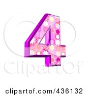 Royalty Free RF Clipart Illustration Of A 3d Pink Burst Symbol Number 4 by chrisroll