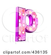 3d Pink Burst Symbol Lowercase Letter P