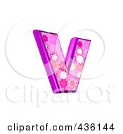 3d Pink Burst Symbol Lowercase Letter V