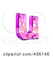 Royalty Free RF Clipart Illustration Of A 3d Pink Burst Symbol Lowercase Letter U by chrisroll