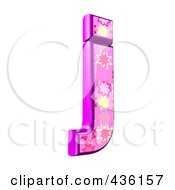 3d Pink Burst Symbol Lowercase Letter J