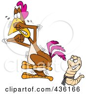 Royalty Free RF Clipart Illustration Of A Karate Worm Intimidating A Rooster