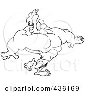 Royalty Free RF Clipart Illustration Of A Line Art Design Of A Weightlifter Man With No Neck by toonaday