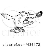 Royalty Free RF Clipart Illustration Of A Line Art Design Of A Scary Wolf by toonaday