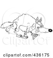 Royalty Free RF Clipart Illustration Of A Line Art Design Of A Wolf Wearing Wool