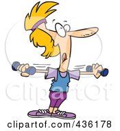 Royalty Free RF Clipart Illustration Of A Blond Woman Lifting Light Dumbbells
