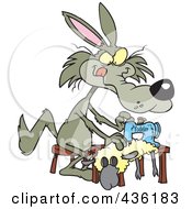 Poster, Art Print Of Wolf Sewing A Sheep Costume