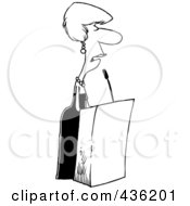 Royalty Free RF Clipart Illustration Of A Line Art Design Of A Female Speaker At A Podium by toonaday
