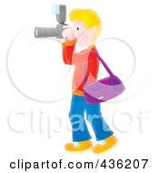 Poster, Art Print Of Blond Man Taking Pictures With A Camera