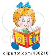 Cartoon Girl Reading A Story Book