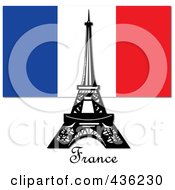 Poster, Art Print Of The Eiffel Tower Against The French Flag And Above France Text